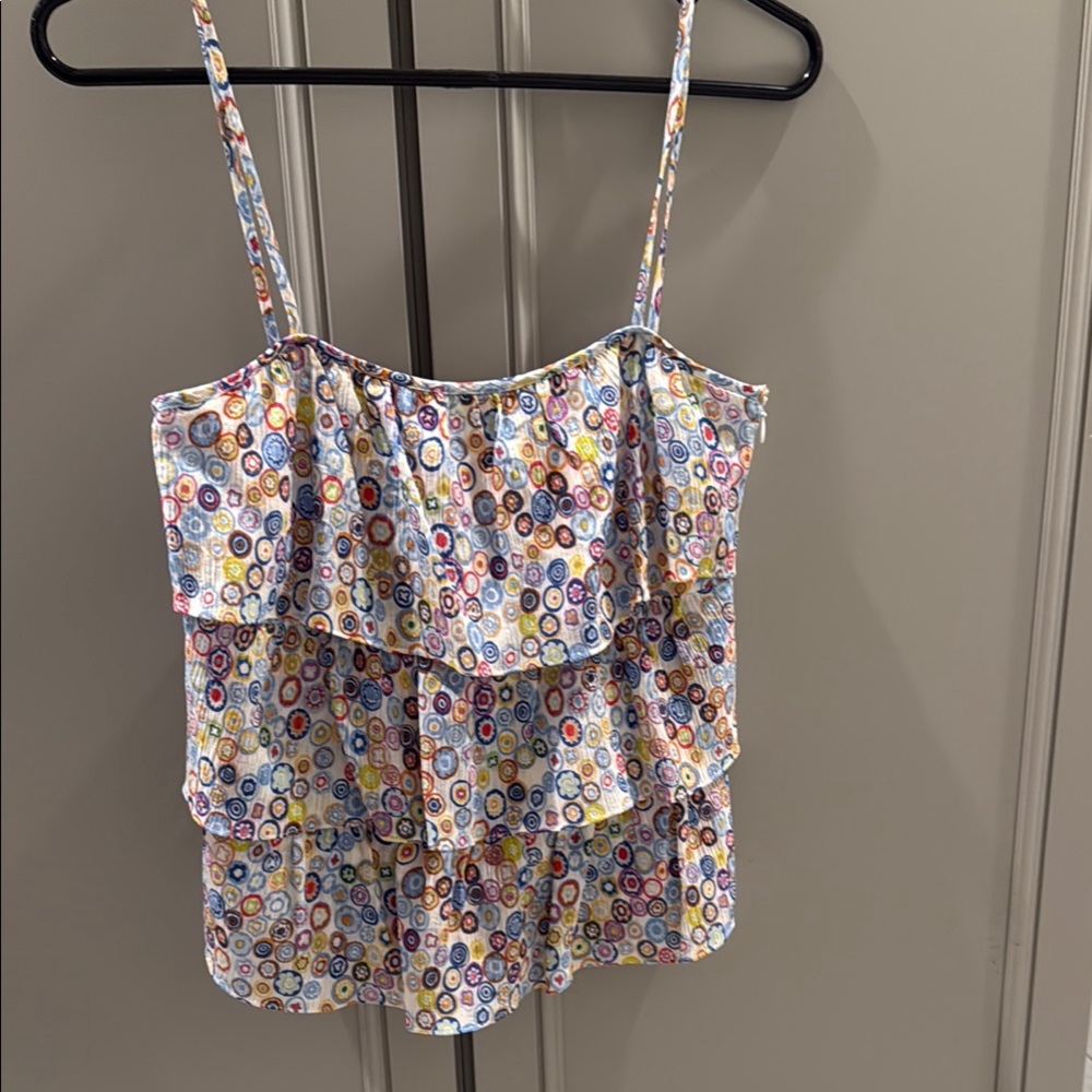 Tocca Silk Colorful Ruffled Tiered Camisole